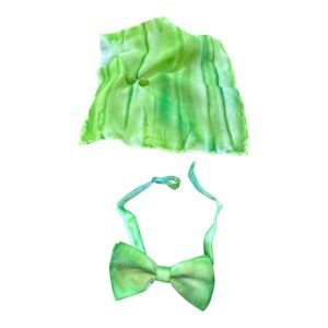 Conjunto pajarita, gemelos y pañuelo de seda natural pintado a mano