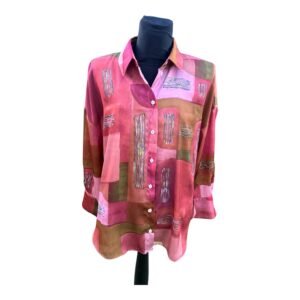 Blusa camisera multicolor pintada a mano