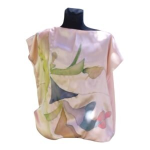 Blusa rosa de seda pintada a mano