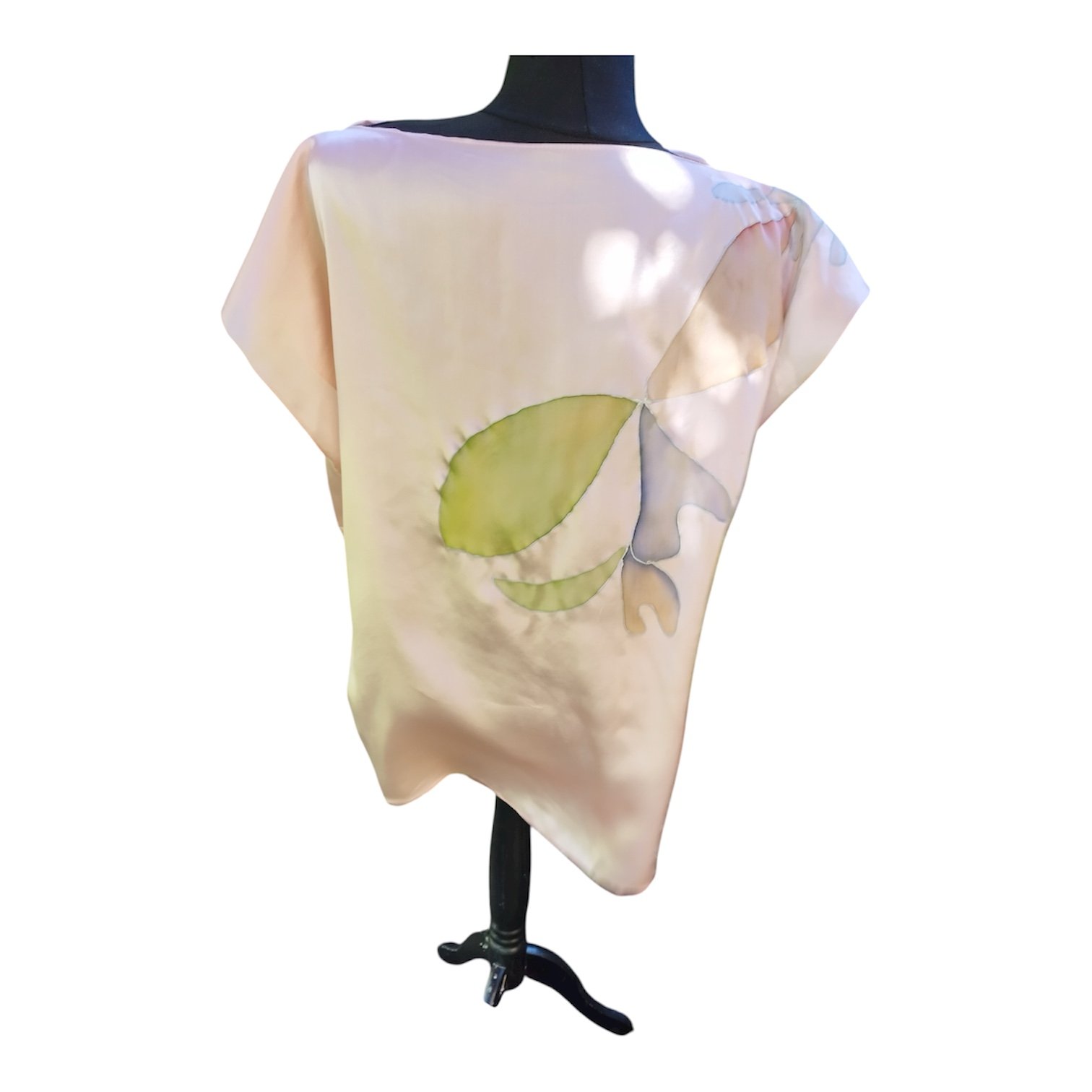 Blusa rosa de seda pintada a mano - Imagen 2