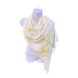 Bufanda chal marfil  pintado a mano