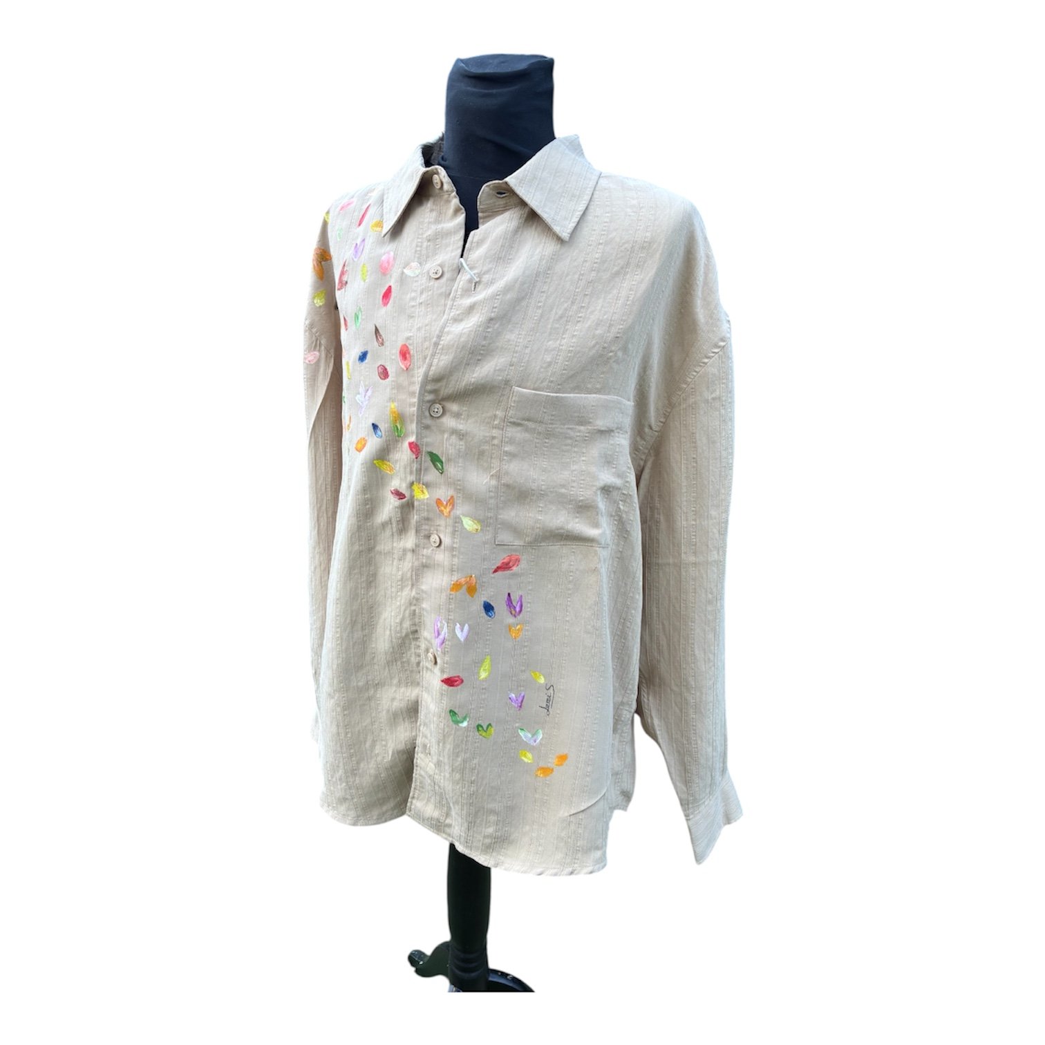 Camisa beis pintado a mano