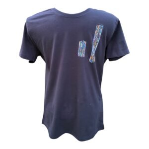 Camiseta elastica negra de algodon pintada a mano