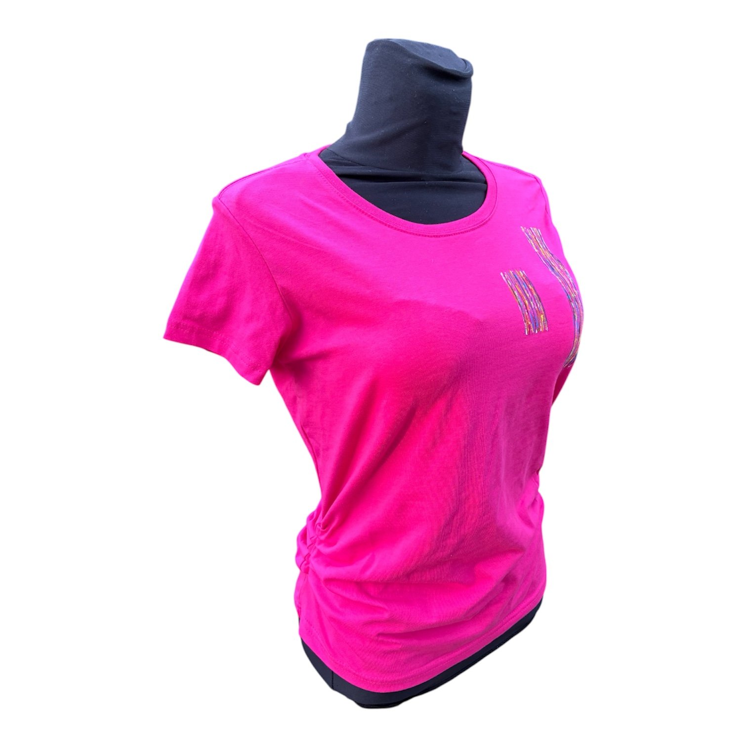 Camiseta rosa buganvilla pintada a mano - Imagen 2