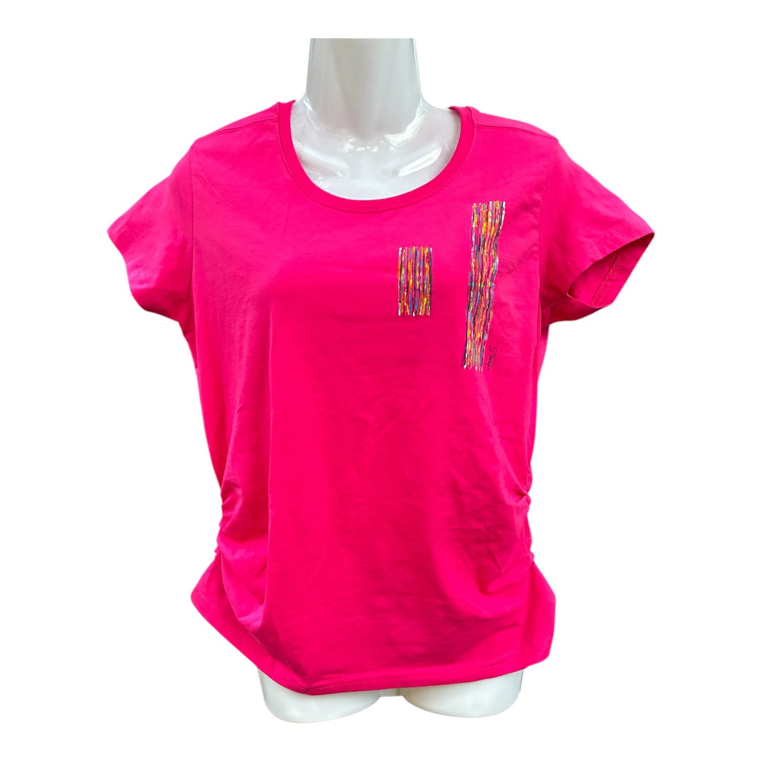 Camiseta rosa buganvilla pintada a mano