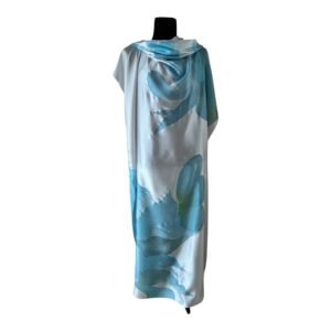 Conjunto chal o fular con abanico pintado a mano