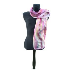 Fular de seda natural granate pintado a mano