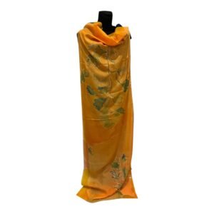 Fular de seda natural naranja pintado a mano