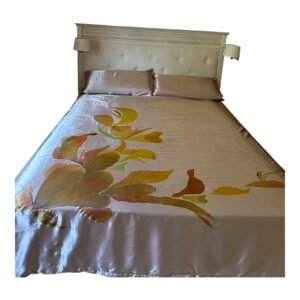 Conjunto funda nórdica y dos almohadas de satén pintada a mano