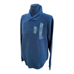 Jersey de punto azul marino pintado a mano