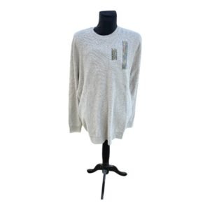 Jersey de punto gris pintado a mano