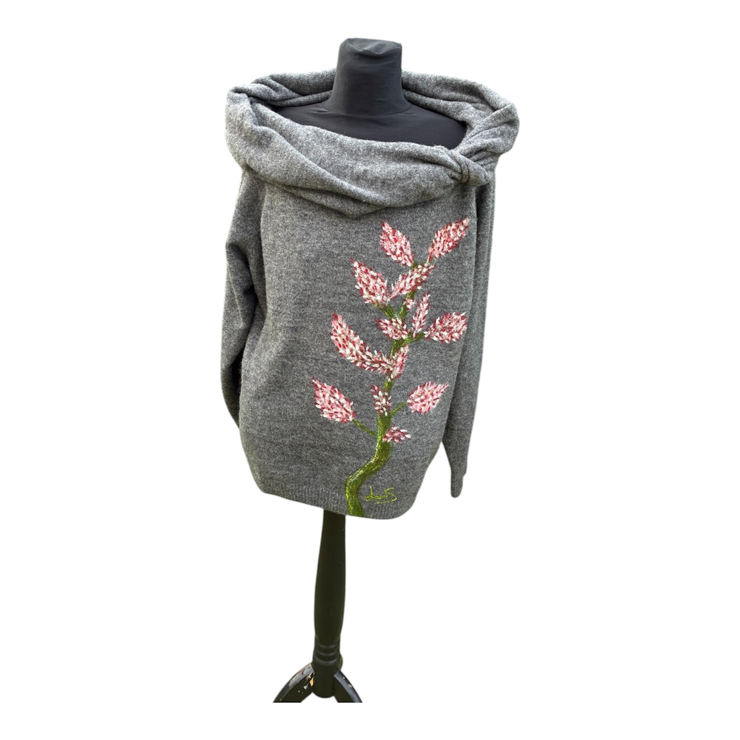 Jersey escote bardot pintado a mano