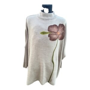 Jersey oversize de punto beis pintado a mano