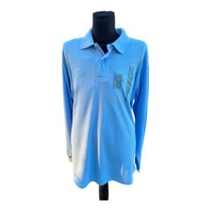 Polo Azul de algodón pintado a mano