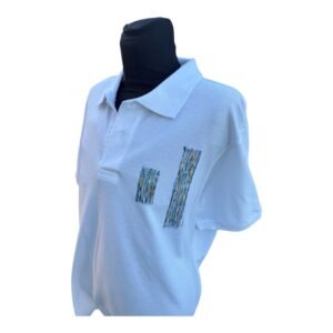 Polo blanco de algodón pintado a mano