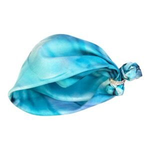 Pulsera de seda natural azul pintada a mano