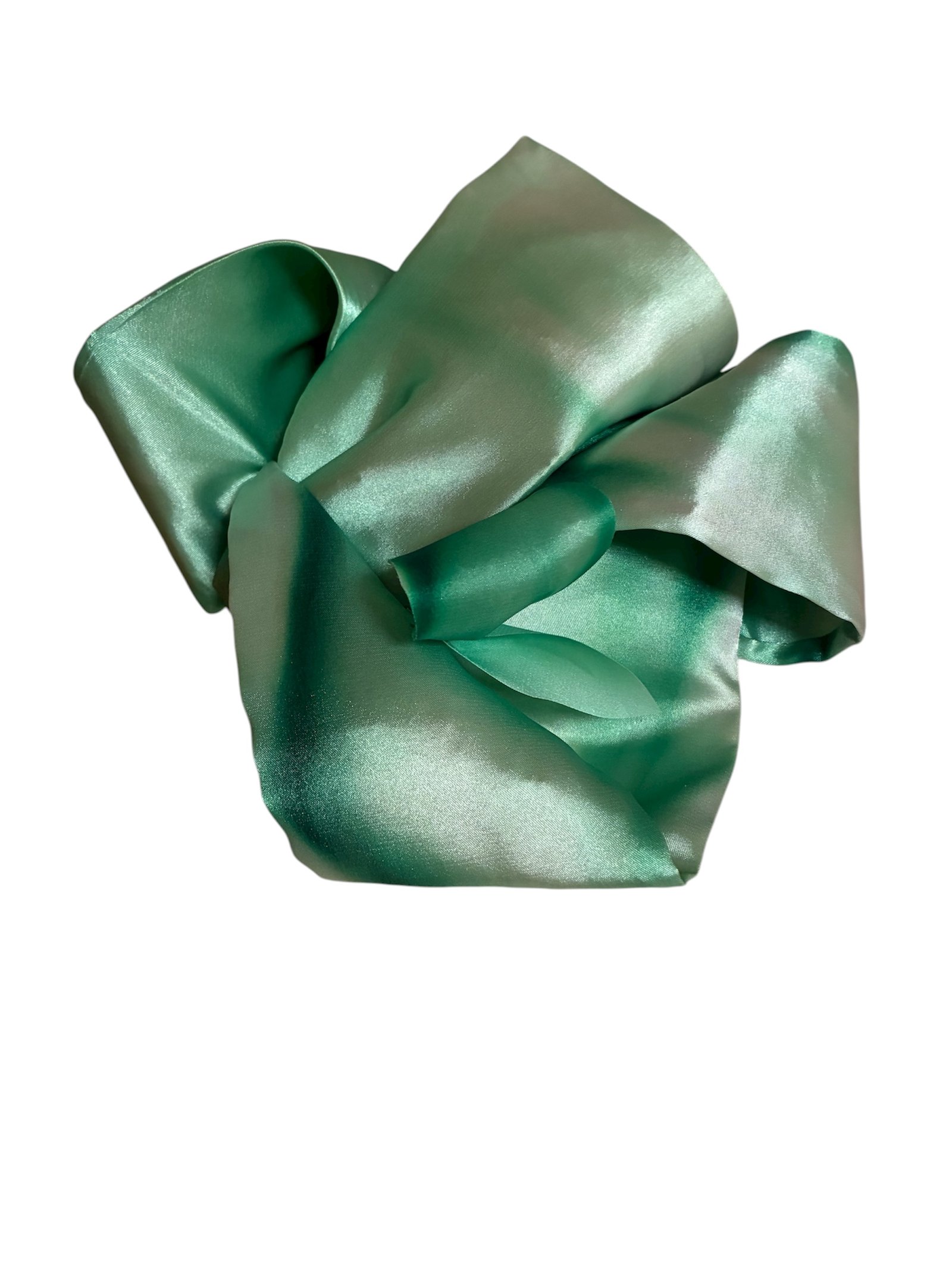 Tocado de raso verde pintado a mano - Imagen 2