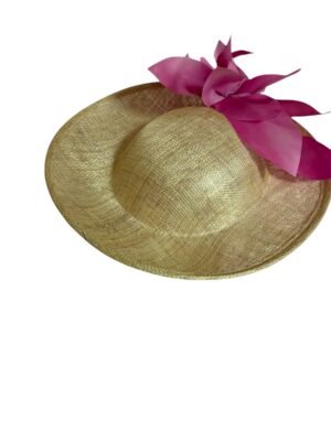 Tocado natural con raso buganvilla pintado a mano