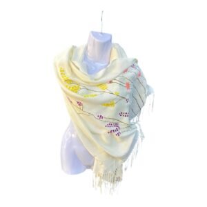 Bufanda chal con ramaje pintado a mano