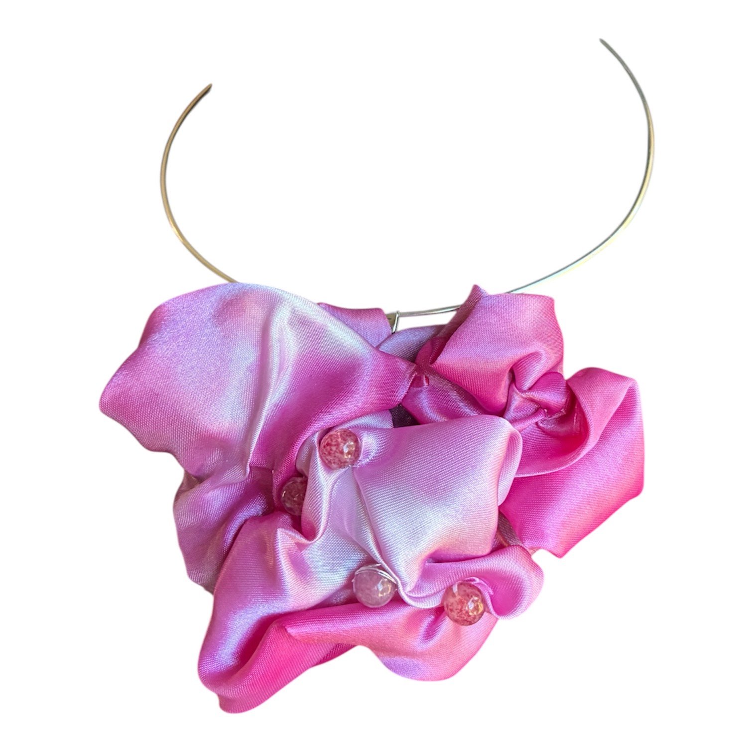 Gargantilla pintada a mano en tonos granates y piedras naturales - Imagen 2