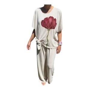 Conjunto jersey oversize y pantalón de punto pintado a mano