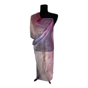 Fular de seda natural bicolor pintado a mano