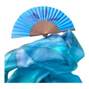 Conjunto fular con abanico pintado a mano