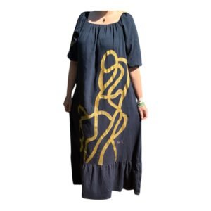 Vestido largo negro pintado a mano