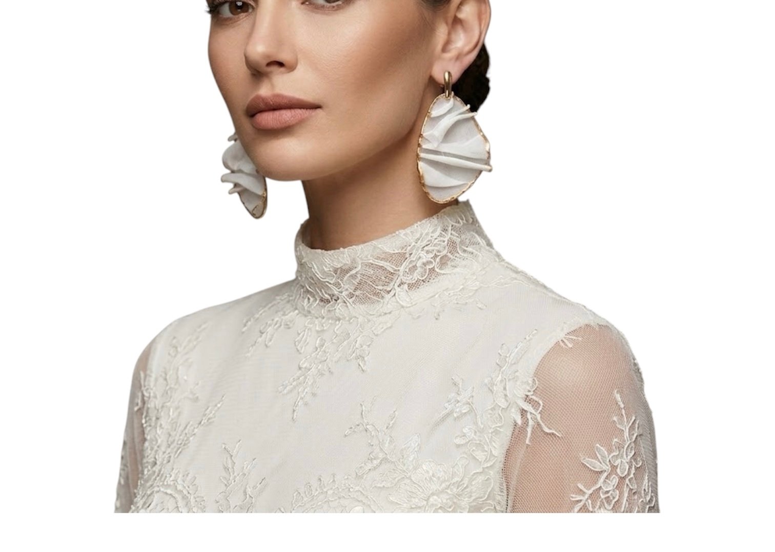 Pendientes de seda natural para novia o invitada