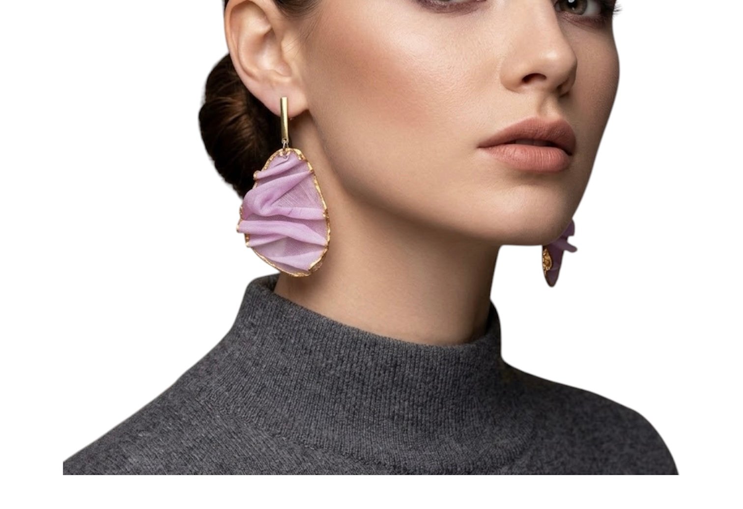 pendientes de seda natural fucsia pintados a mano